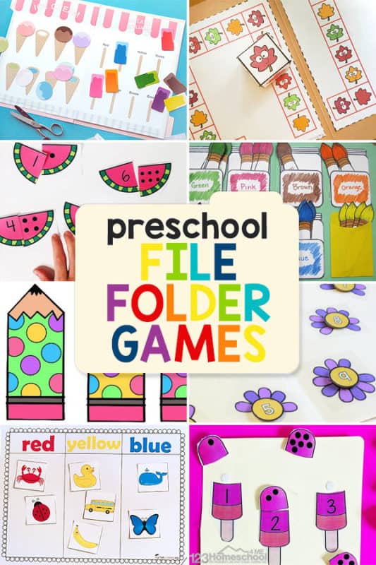 File Folder Games for Preschoolers. #filefoldergames #freegamesforpreschoolers #travelgamesforkids  #freehomeschooldeals #fhdhomeschoolers 