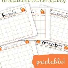 Free Undated November Calendars. #freehomeschooldeals #fhdhomeschoolers #Novembercalendars #undatedcalendars #fallcalendars