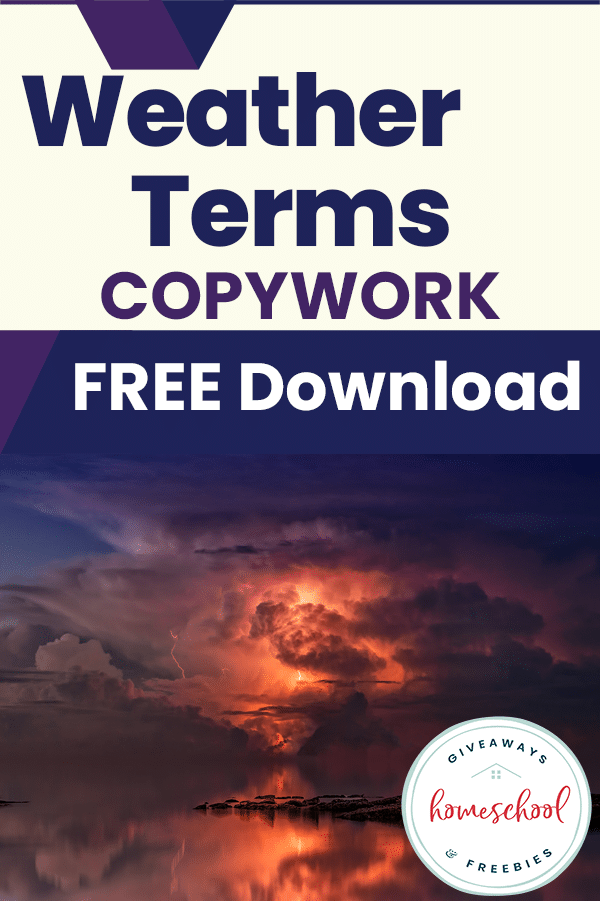 Free Weather-Themed Copywork Pages. #weatherunitstudy #freecopywork #weatherworksheetsforkids #freehomeschooldeals #fhdhomeschoolers 