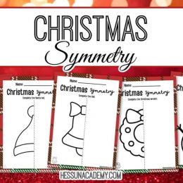 Symmetry Christmas Coloring Pages. #symmetrycoloringpage #freesymmetryworksheets #symmetryworksheet #freehomeschooldeals #fhdhomeschoolers