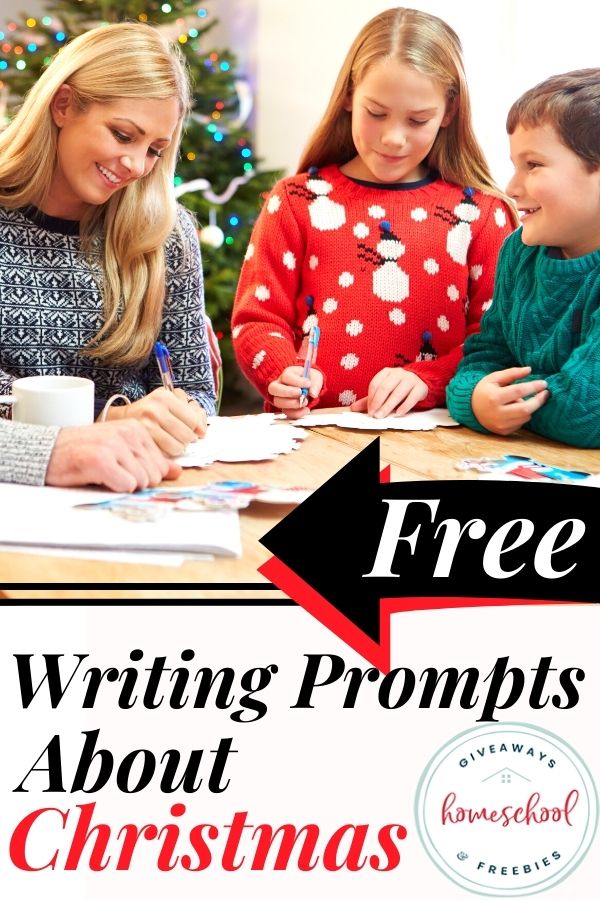 List of Christmas Writing Prompts. #christmaswritingprompts #freewritingprompts #christmascreativewriting #freehomeschooldeals #fhdhomeschoolers