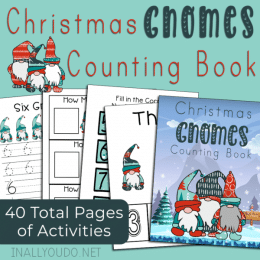 Christmas Gnomes Counting Activity. #gnomeworksheets #gnomeprintables #preschoolmathworksheets #freehomeschooldeals #fhdhomeschoolers