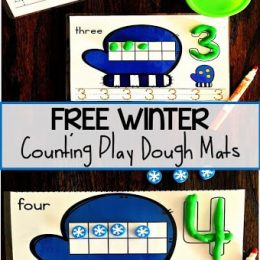 Winter Play Dough Math Mats. #freeplaydoughmats #mathplaydoughmats #kindergartenplaydoughmats #freehomeschooldeals #fhdhomeschoolers