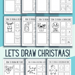 Kids Christmas Drawing Guides. #christmashowtodraw #christmasdrawingguides #howtodrawsanta #freehomeschooldeals #fhdhomeschoolers