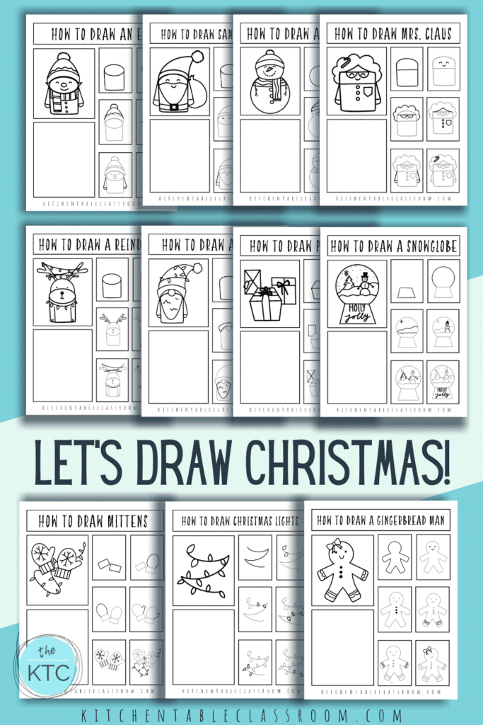 Kids Christmas Drawing Guides. #christmashowtodraw #christmasdrawingguides #howtodrawsanta #freehomeschooldeals #fhdhomeschoolers