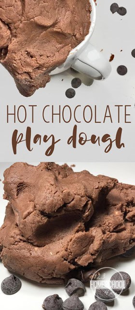 DIY Hot Cocoa Playdough. #christmasplaydough #diyplaydough #hotcocoaplaydough #freehomeschooldeals #fhdhomeschoolers