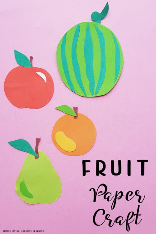 Easy Fruit Paper Craft. #fruitcrafts #easycraftsforkids #freehealthcraft #freehomeschooldeals #fhdhomeschoolers