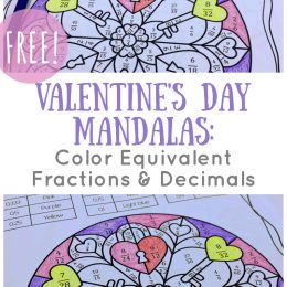 Valentine's Mandala Math Worksheets. #mathmandalaworksheets #freemathcoloringpages #convertingdecimalsworksheet #freehomeschooldeals #fhdhomeschoolers