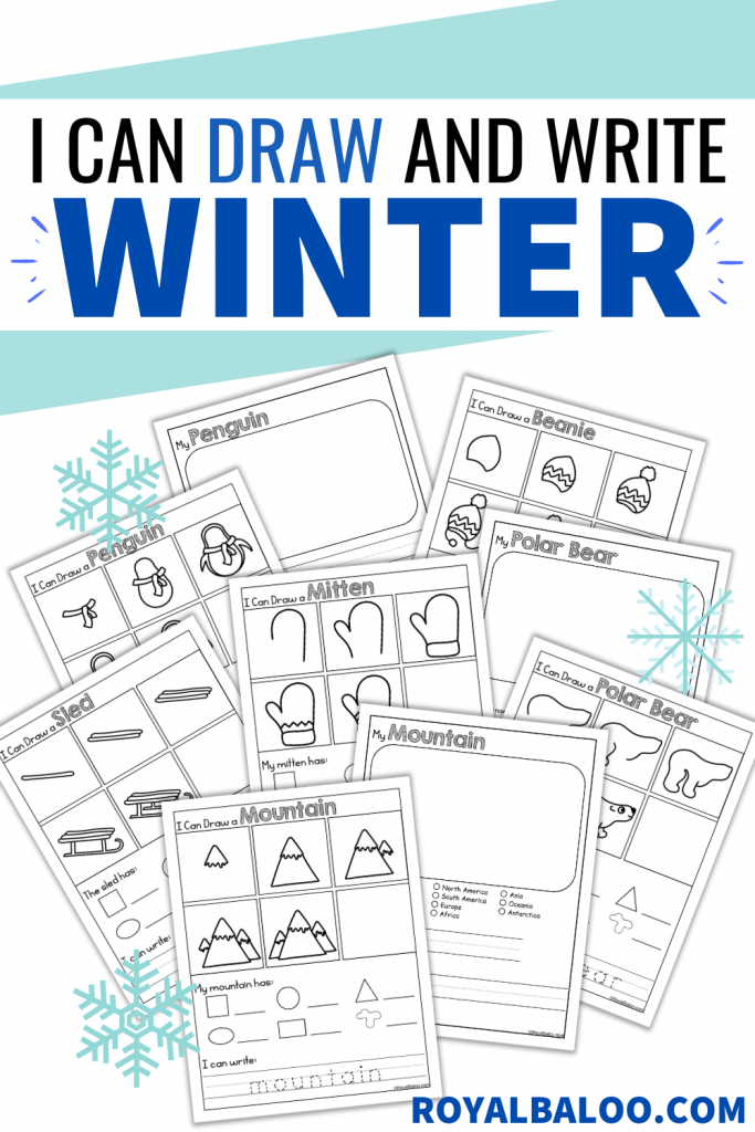 Winter Draw and Write Activities. #drawandwriteactivity #creativewritingworksheets #kidslearntodraw #freehomeschooldeals #fhdhomeschoolers