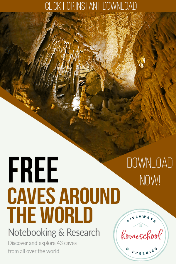 Free Caves Notebooking Activity. #cavesunitstudy #freeunitstudies #geographyunitstudy #freehomeschooldeals #fhdhomeschoolers