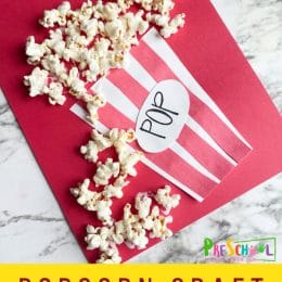 Popcorn Craft for Kids. #popcorncraft #preschoolcraft #easycraftforkids #freehomeschooldeals #fhdhomeschoolers