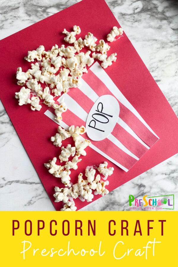 Popcorn Craft for Kids. #popcorncraft #preschoolcraft #easycraftforkids #freehomeschooldeals #fhdhomeschoolers