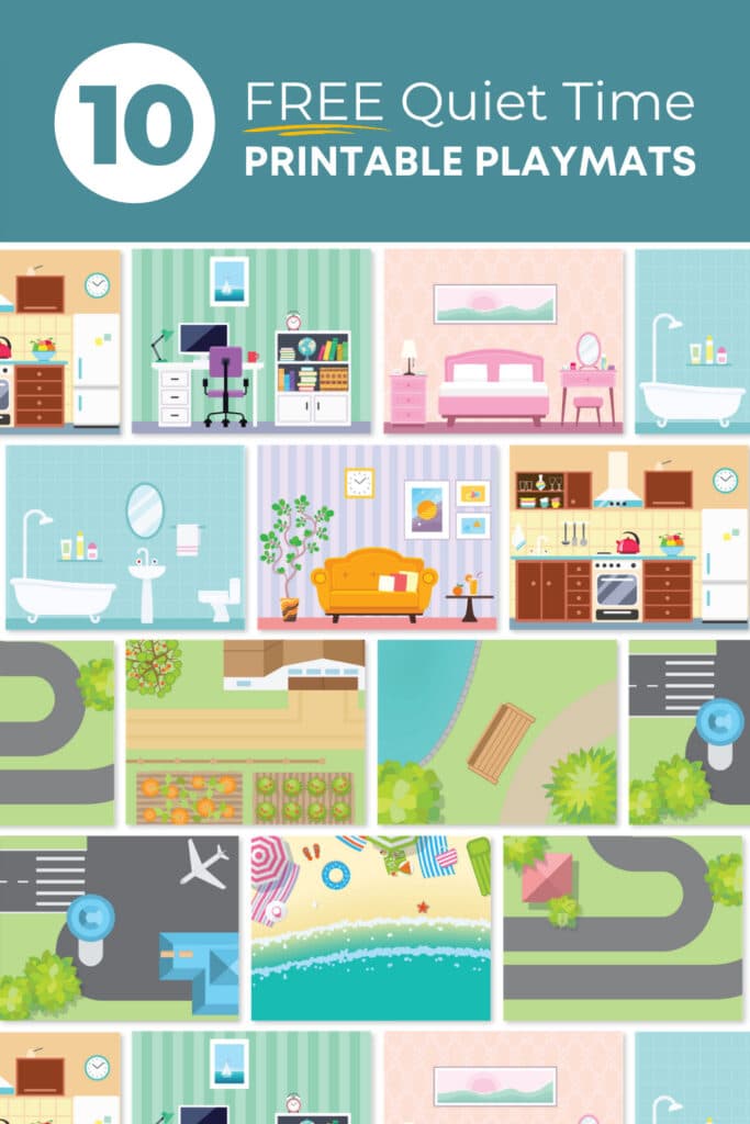 Play Mats for Quiet Time. #freeplaymats #printableplaymats #quiettimeactivities #freehomeschooldeals #fhdhomeschoolers