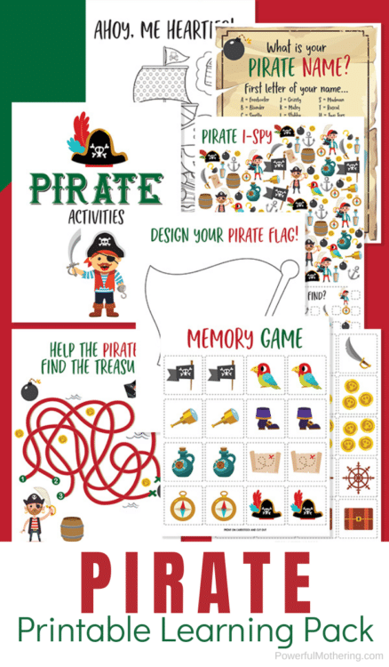 Free Pirate Preschool Activities. #pirateactivitiesforkids #preschoolpirateworksheets #pirategamesforkids #freehomeschooldeals #fhdhomeschoolers