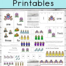 FREE Cinderella Printables. #freehomeschooldeals #fhdhomeschoolers #cinderellaprintables #cinderallathemprintables #fairytaleprintables