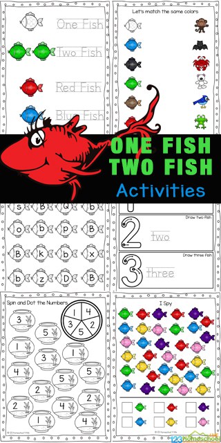 Dr Seuss Free Printables. #freehomeschooldeals #fhdhomeschoolers #DrSeussfreeprintables #DrSeussprintables #DrSeussresources #onefishtwofish #drseussworksheets