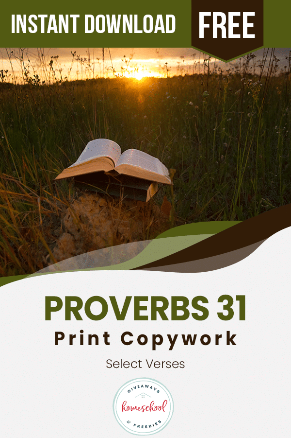 FREE Proverbs 31 Copywork. #freehomeschooldeals #fhdhomeschoolers #proverbs31copywork #scripturecopywork #proverbs31
