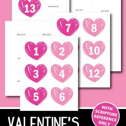 Printable Countdown to Valentine's Day. #valentinesdaycountdown #versesforvalentinesday #valentinesdayprintables #freehomeschooldeals #fhdhomeschoolers