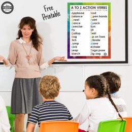 Incorporate movement into your homeschool days with this A to Z free printable action words poster for you and your students.