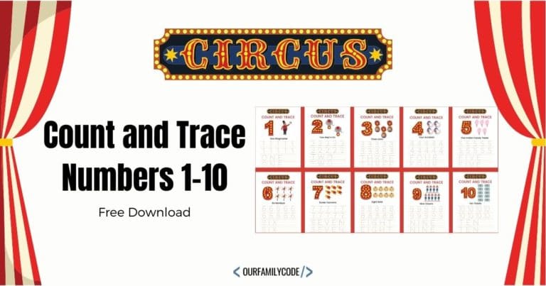 Circus Number Tracing Worksheets. #preschoolmath #preschoolworksheets #countingworksheets #freehomeschooldeals #fhdhomeschoolers