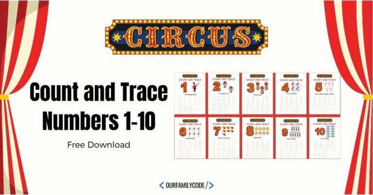 Circus Number Tracing Worksheets. #preschoolmath #preschoolworksheets #countingworksheets #freehomeschooldeals #fhdhomeschoolers