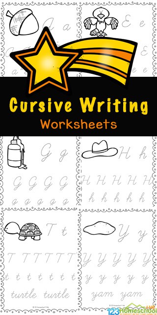 FREE Writing Cursive Worksheets. #freehomeschooldeals #fhdhomeschoolers #writingcursive #cursivewriting #cursivehandwriting #cursiveworksheets