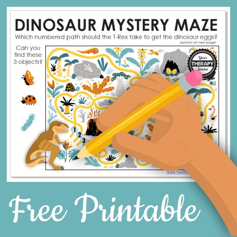 FREE Dinosaur Maze Printable. #freehomeschooldeals #fhdhomeschoolers #dinosaurmazeprintable #dinosaurprintable #dinosaurmysterymaze