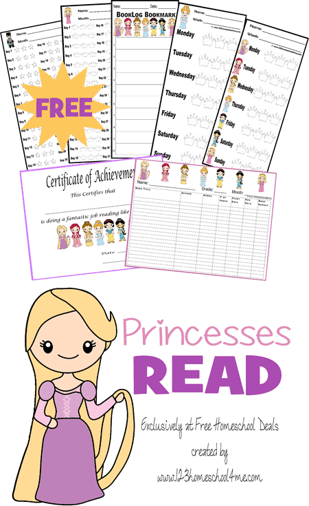 Princess Theme Reading Log. #freehomeschooldeals #fhdhomeschoolers #princessreadinglog #princessthemereadinglog #freereadinglog