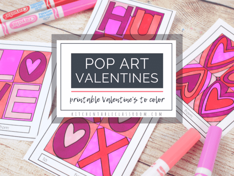 FREE Pop Art Valentines. #freehomeschooldeals #fhdhomeschoolers #popartvalentines #valentinesartcards #popartprintables