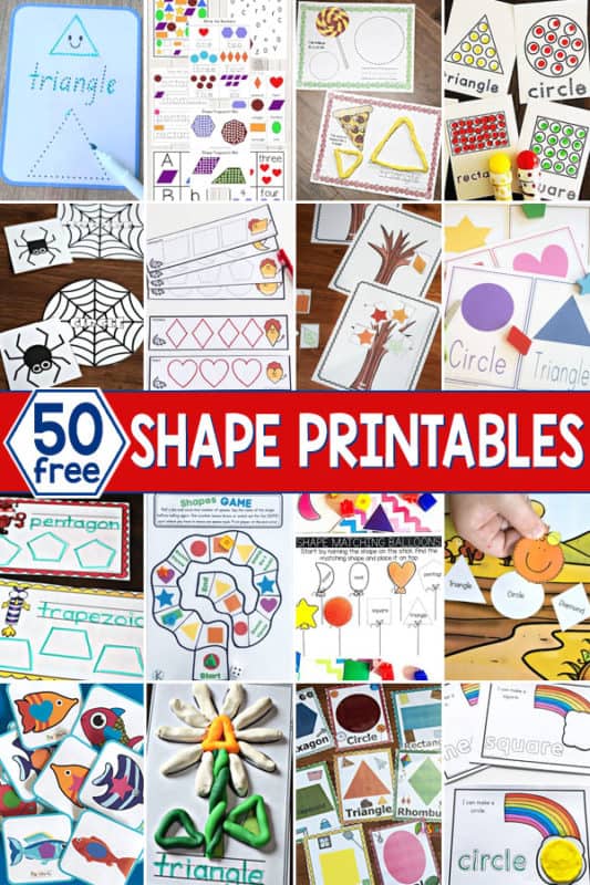 50 FREE Printables about Shapes. #freehomeschooldeals #fhdhomeschoolers#shapeprintables #printablesaboutshapes #learningshapes