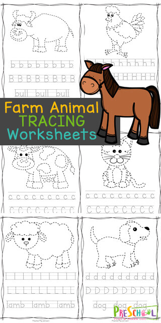 ABC Farm Animal Tracing Worksheets. #freehomeschooldeals #fhdhomeschoolers #farmanimalworksheets #alphabettracingworksheets