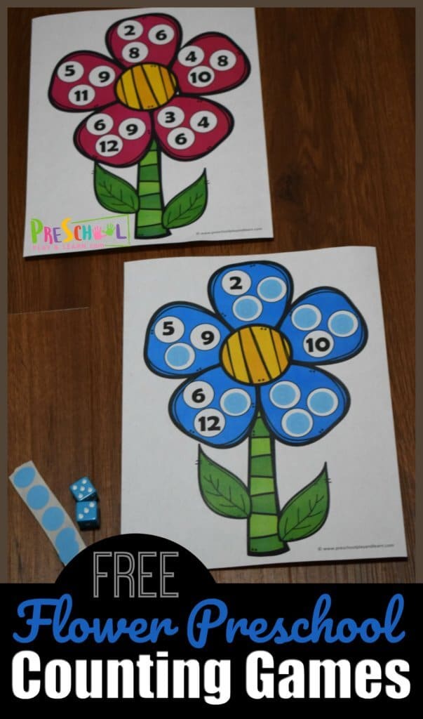 FREE Flower Counting Printable. #freehomeschooldeals #fhdhomeschoolers #flowercountingprintable #countingpractice #countingflowers #preschoolcounting