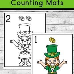 FREE Leprechaun Counting Mats. #freehomeschooldeals #fhdhomeschoolers #leprechauncountingmats #countingmats #leprechaunresources #leprechaunprintable