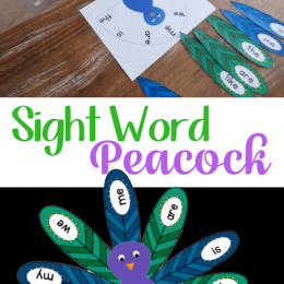 FREE Peacock Sight Word Activity. #freehomeschooldeals #fhdhomescoolers #peacockprintable #sightwordpractice #peacocksightwordactivity