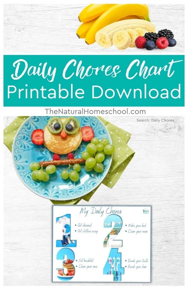 FREE Daily Chore Chart. #freehomeschooldeals #fhdhomescoolers #multiplechildchorecharts #chorecharts #kidschorecharts