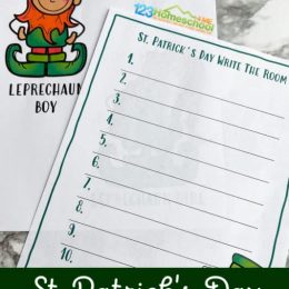 FREE St. Patrick’s Day Writing Practice. #freehomeschooldeals #fhdhomeschoolers #stpatricksdayprintables #stpatricksdaywritingpractice #writetheroom #writingpractice