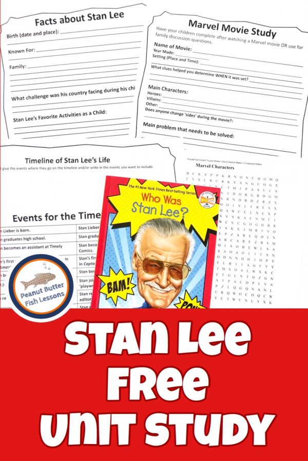 FREE Stan Lee Unit Study. #freehomeschooldeals #fhdhomescoolers #stanleeunitstudy #unitstudyonstanlee #stanleeresource
