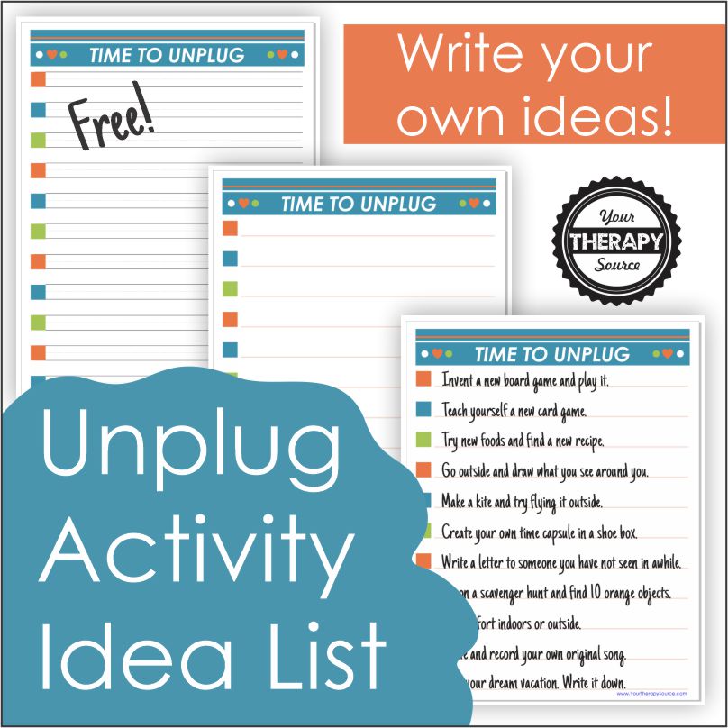 FREE Printable Unplug Activities. #freehomeschooldeals #fhdhomescoolers #unplugideas #unplugactivities #unlugging #socialmediabreak #technologybreak
