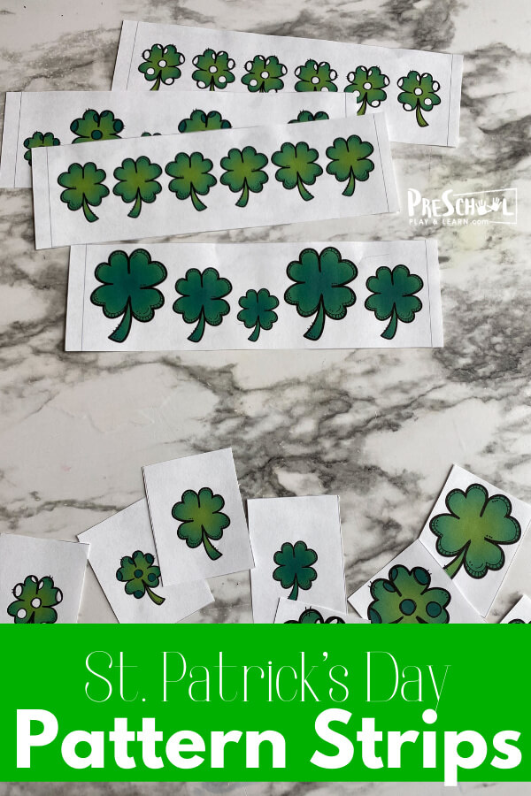 FREE Clover Pattern Strips. #fhdhomeschoolers #freehomeschooldeals #cloverpatternstrips #patternstrips #patternpractice #patternprintables #cloverprintables