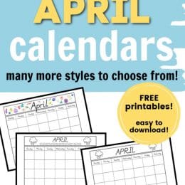 April FREE Calendar Printables. #freehomeschooldeals #fhdhomeschoolers #aprilcalendar #aprilprintablecalendars