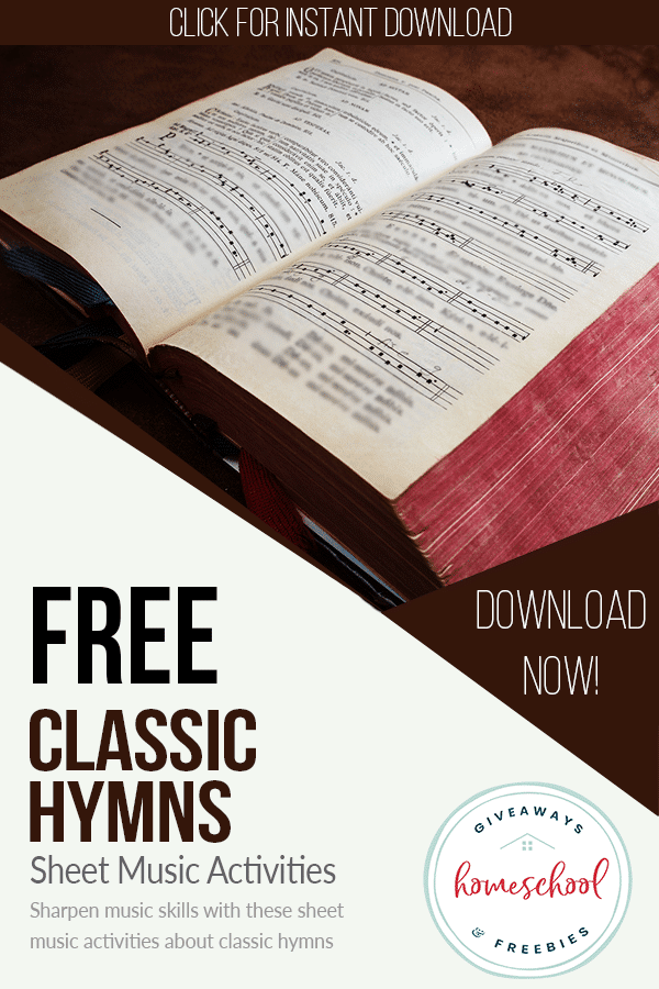 FREE Hymns Study Pack. #fhdhomeschoolers #freehomeschooldeals #hymnsstudy #hymnmusicactivity #hymnactivitypack #musichymns #musicstudy