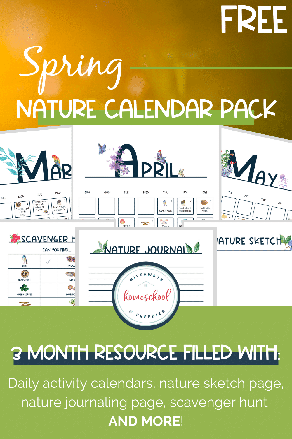 FREE Nature Calendar Pack | Free Homeschool Deals