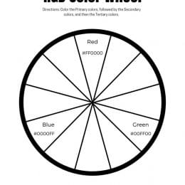 FREE Pi Color Wheel Activity. #freehomeschooldeals #fhdhomeschoolers #piresources #piprintables #colorwheelworksheet #colorwheelresource
