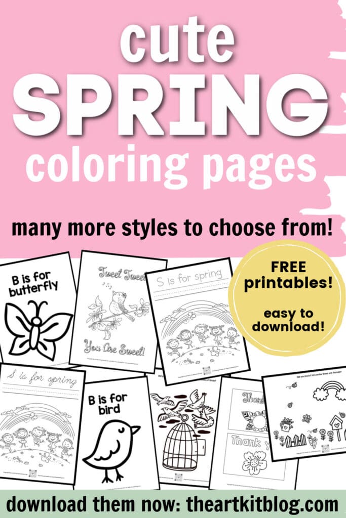 Spring FREE Coloring Pages. #freehomeschooldeals #fhdhomeschoolers #springcoloringpages #coloringpagesforspring #adorablespringpages