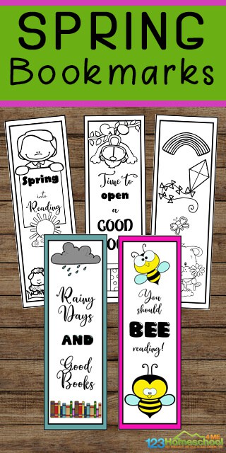 FREE Printable Spring Bookmarks. #freehomeschooldeals #fhdhomescoolers #springbookmarks #bookmarksforspring #bookmarkprintables #springprintable