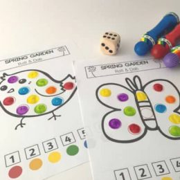 FREE Spring Roll & Dot Worksheets. #freehomeschooldeals #fhdhomescoolers #springrollanddot #rollanddotactivity #springworksheets