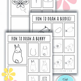 FREE Spring Drawing Guides. #freehomeschooldeals #fhdhomeschoolers #springseasonart #springdarwingguides #drawingguides