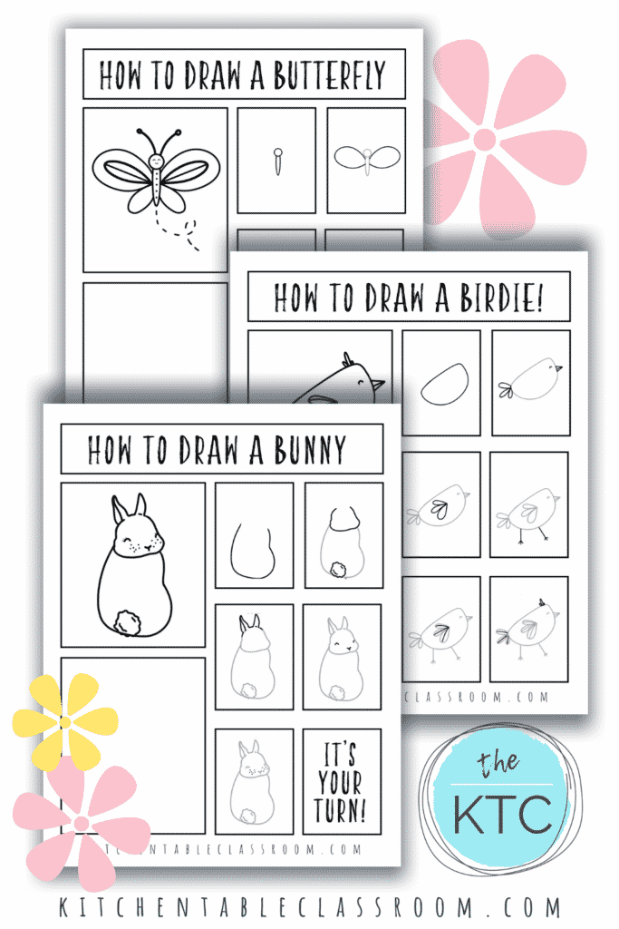 FREE Spring Drawing Guides. #freehomeschooldeals #fhdhomeschoolers #springseasonart #springdarwingguides #drawingguides