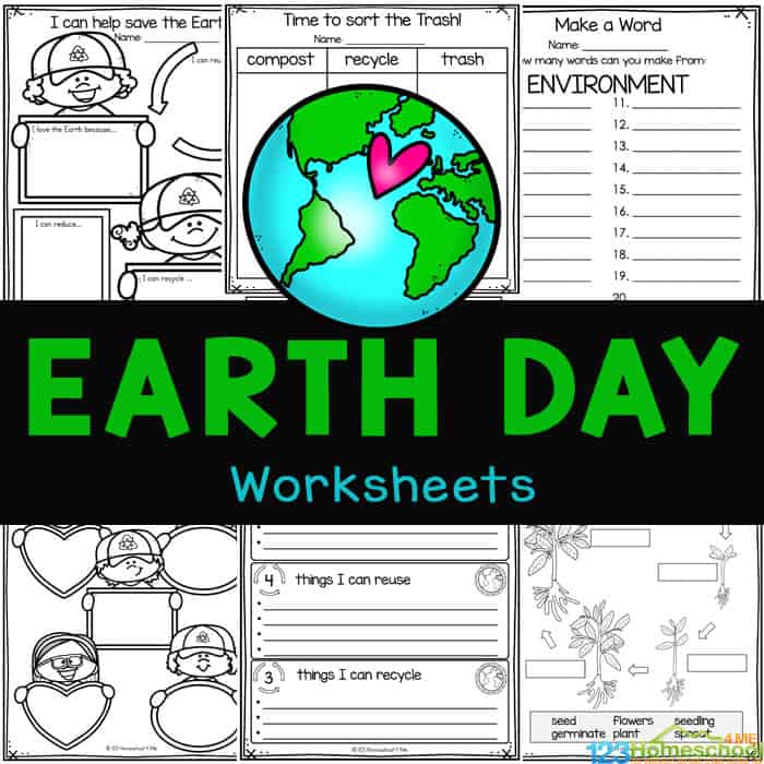 FREE Worksheets for Earth Day. #freehomeschooldeals #fhdhomeschoolers #earthdayworksheets #earthdayprintables #earthdayresources