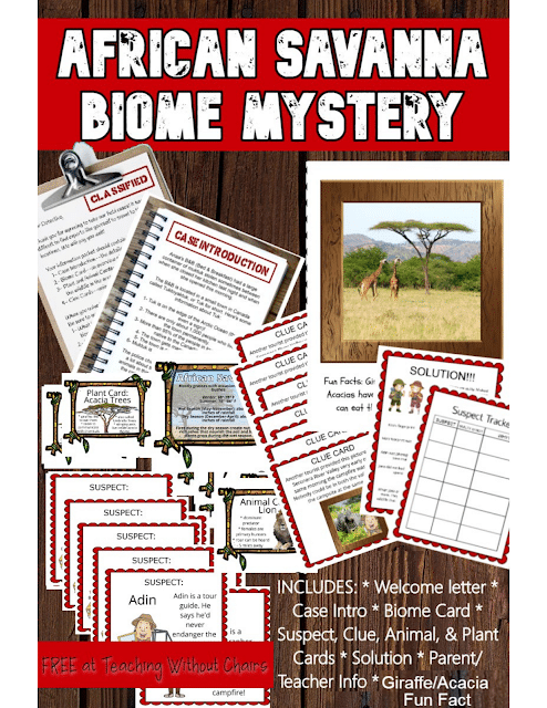 FREE African Savanna Biome Mystery. #freehomeschooldeals #fhdhomeschoolers #africansavanna #biomemystery #africansavannabiome